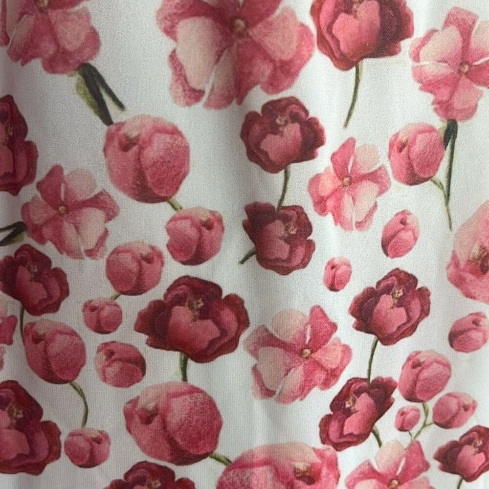 Samantha Sipos Medium Pink Strawberry Floral Front Tie Ruffles Midi Dress Kawaii - Picture 9 of 15